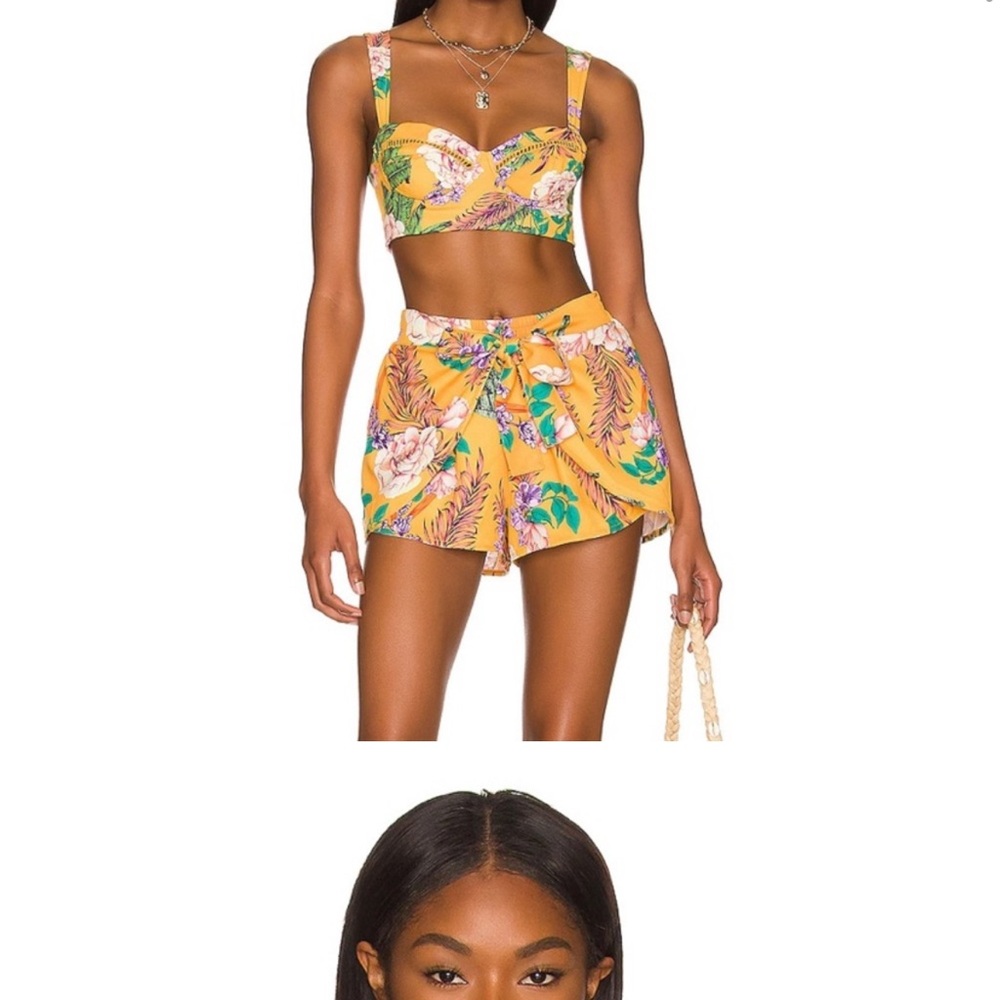 Floral Yellow Crop Top and Shorts